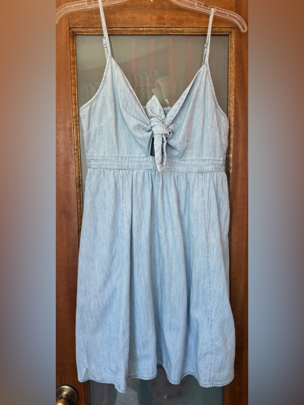 Old Navy Women 100% Cotton Chambray Denim Spaghetti Adj Strap Summer Dress